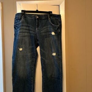 Women’s Plus Size Blue Distressed Jeans